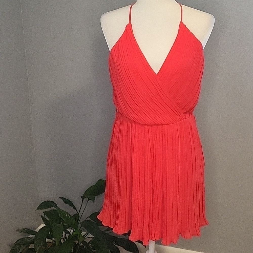 Beyond Words Coral Pleated Smocked Back Mini Romper - Size M